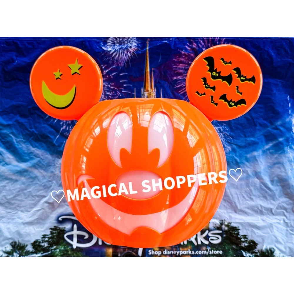 Disney Parks Halloween Mickey Mouse Pumpkin Glow in the Dark Candy Bowl